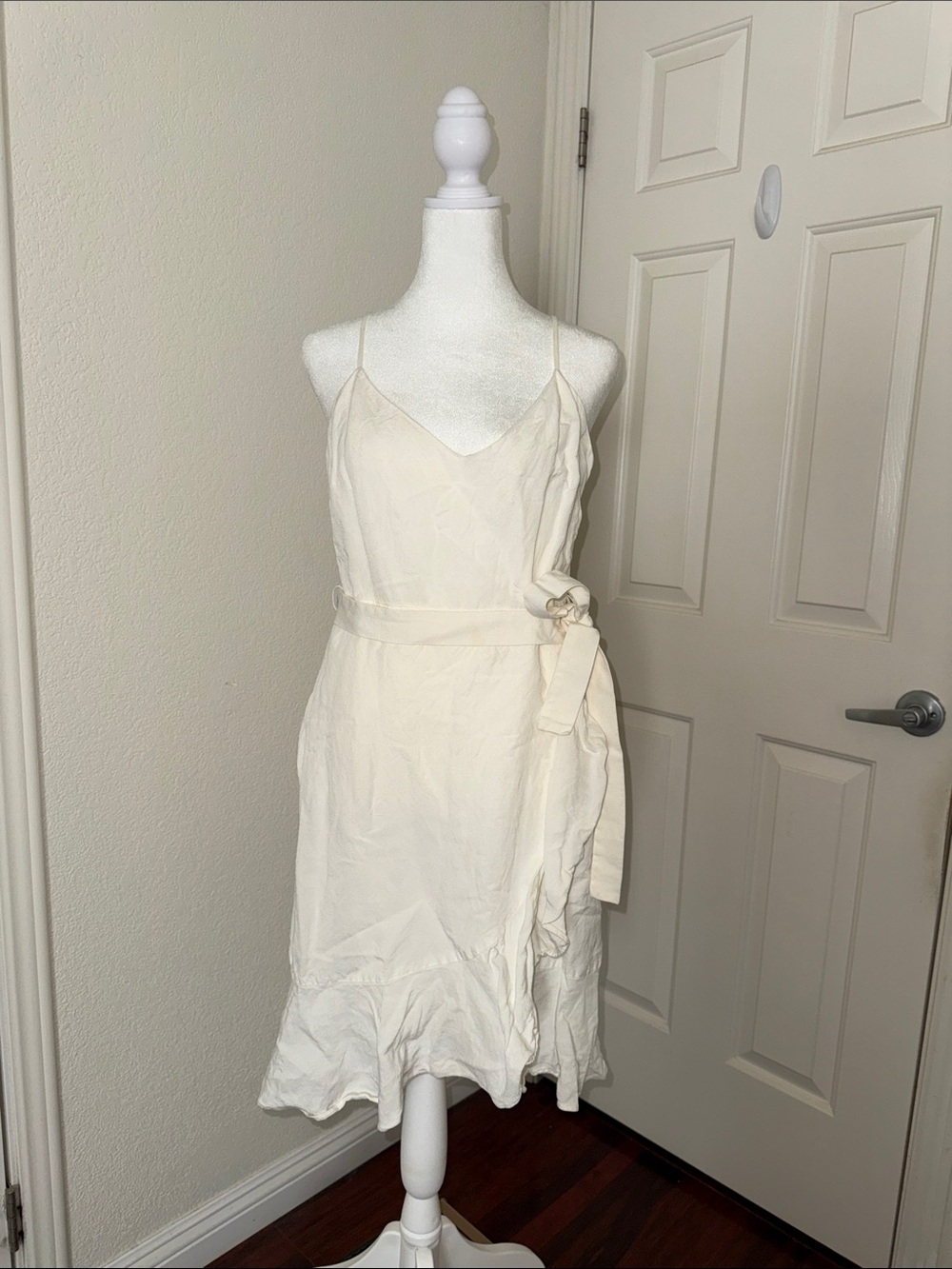 Banana Republic Cream Spaghetti Strap Wrap Mini Dress